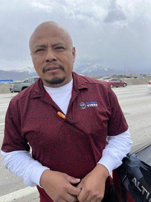 This gentleman was an absolute angel to me on I-15. He put on my spare tire when my tire blew. He arrived within seconds of me pulling over.