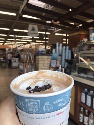 Excellent dark chocolate mocha by Avery!! Always pleasant with her customers, she does great job here!! And I still love relaxing here!!