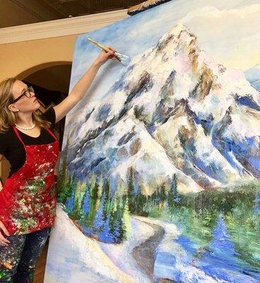 Cassy Tully creating a custom painting at her studio located at 437 East Mill Street in Plymouth, WI.