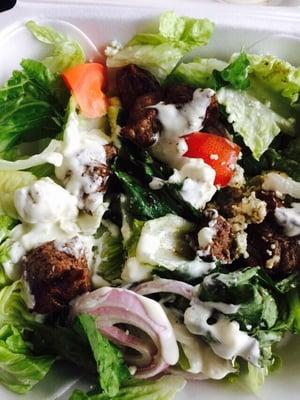 I give the Steak Salad a C.  Steak ordered medium and it was well done.  Romaine lettuce was old and lump.