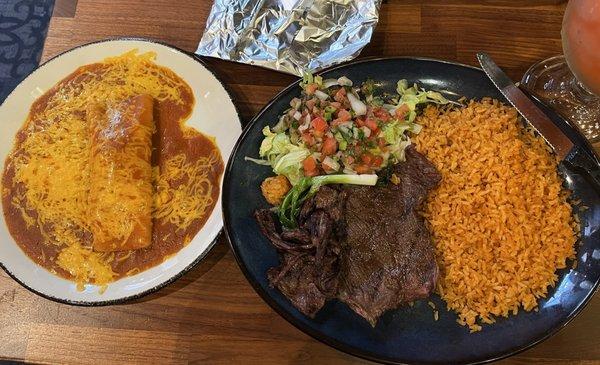 Amazing Carne Asada with a Cheese enchilada