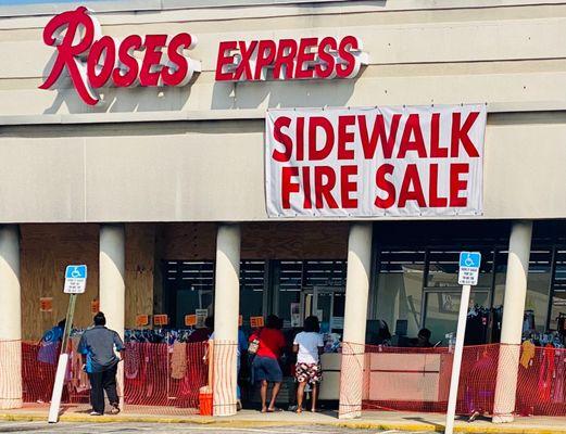 A homeless man set it on fire at 3am one morning & now they are having a "SIDEWALK FIRE SALE" ohmygosh.:(