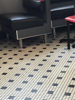 "Clean" tables just food all over floor.