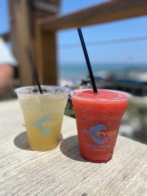 Top Shelf margarita and frozen strawberry margarita