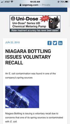 These are articles from different agency's and top name news and magazines about Niagara water sold at H-E-B.