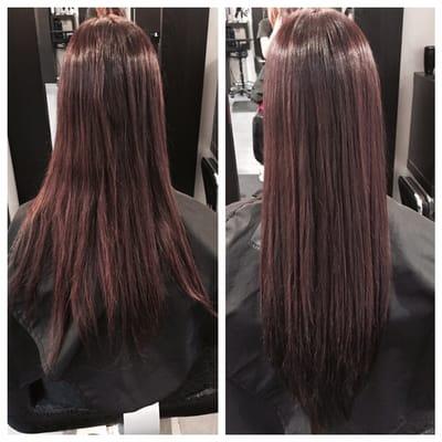 Color, Brazilian Blowout and Hotheads hair extensions.