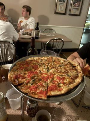 Half mushroom with tomatoes  Half with just mushrooms