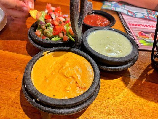 Dip sampler + house salsa