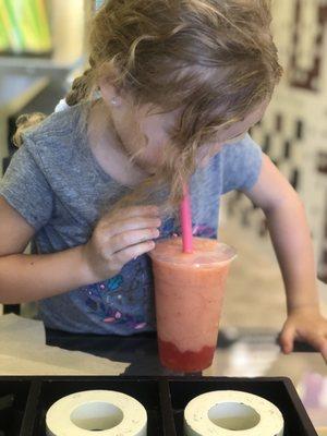 My daughter had the tropical slush with strawberry hearts!