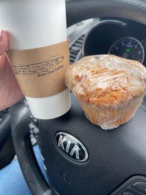 Sugar Free raspberry white chocolate latte and lemon poppyseed muffin