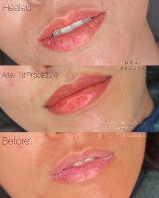 Natural Water Color Lips by Fatimah. Book your free consultation today!