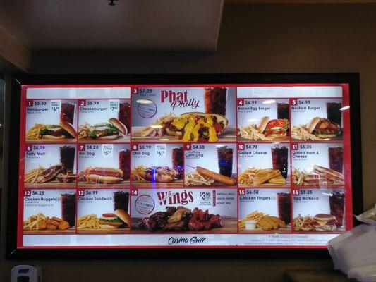 The Casino Grill Menu