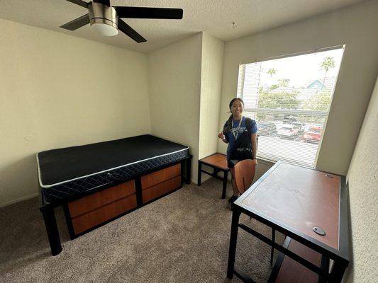 1 of the 4 bedrooms in the apartment