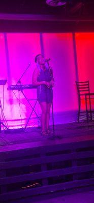 Terra belting oit her beautiful voice during Open Mic Night