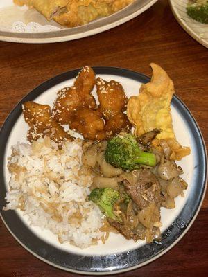 Orange Chicken, Beef Pad See Eu, chicken wonton