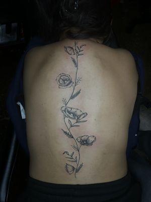 Spine piece I had the honor of doing with her sons birth flowers