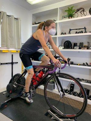 Wife on bike fitting