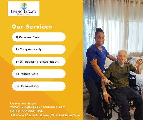 Living Legacy Home Care in Houston Texas Convent Garden 
Services