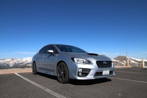 My beloved WRX at the Alpine Visitor Center at Rocky Mountain National Park.