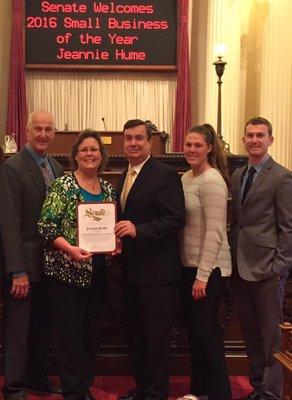 2016 Small Business of the Year for the California 38 Senate District