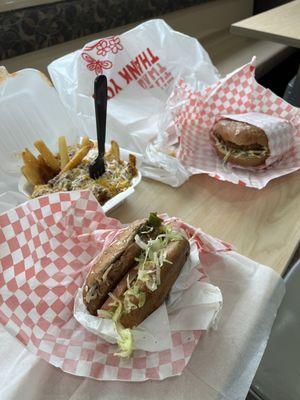 Veggie burgers and fries