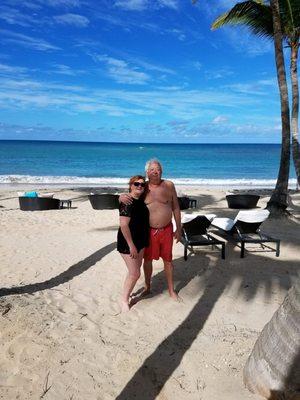 My wife and I in Punta Cana, a resort town in the Dominican Republic. The beautiful Zoetry resort is a luxury all-inclusive. - Joe Weigler