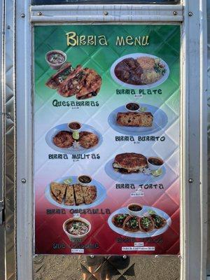 Birria Menu