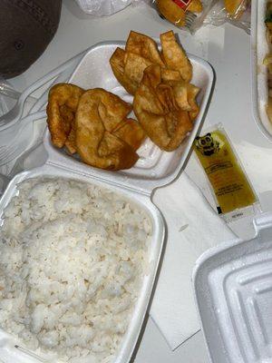 HA9. Crab Rangoon and side of Steamed Rice