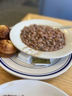 Huge Bowl of pinto bean and cornbread