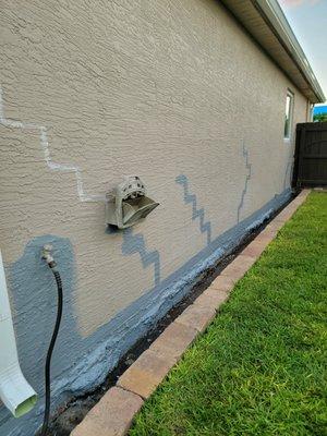 Those hairline cracks will allow water in! Sam Waterproofed, then we hired a professional painter to paint & seal after install of drain.