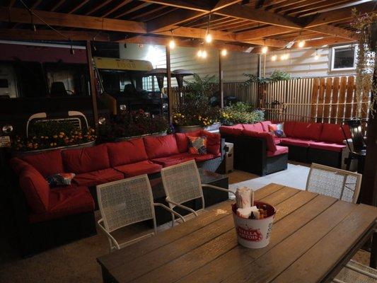 Nice patio out back. Gotta love the fu-manchu mustache on the grille of the truck.