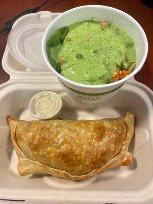 Beef empanada & side veggies salad.