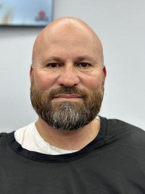 Head shave and beard trim by Chris