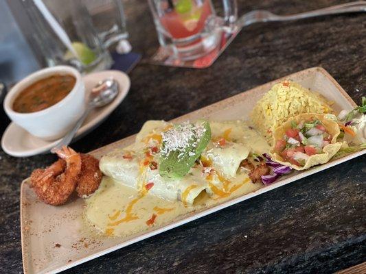 Fried shrimp enchiladas