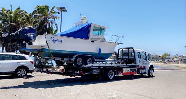 Trailer with boat