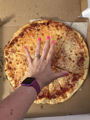 16" XL pizza?  I don't think so.  To fully appreciate this picture I think you'd need to understand just how BIG my hands are!