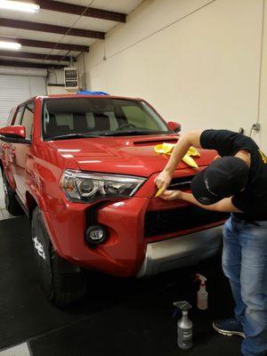 xpel PPF paint protection film toyota 4runner 2021 partial hood package, rocker panel and entire roof!