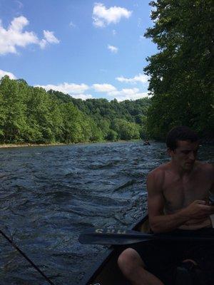 View of the river from the canoe