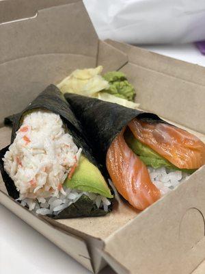 California Hand Roll & Salmon Hand Roll