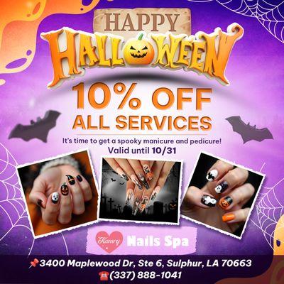 HAPPY HALLOWEEN
10% OFF ALL SERVICES
Valid until 10/31/2024