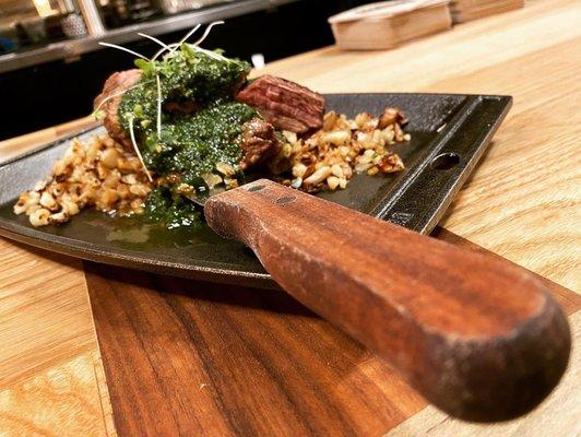 Chimilantro Skirt Steak with Cauliflower Hash