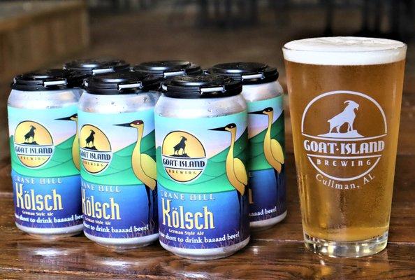 One of our seasonal offerings is Crane Hill Kolsch. A great light drinking ale for spring and summer!