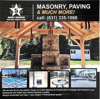 Long Island 5 Star Masonry & Construction Inc. flyer.