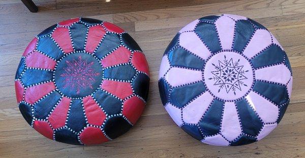 SET OF 2 Moroccan leather pouf / Ottoman