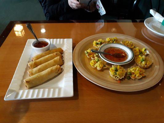 Thai spring rolls and 'golden cups'