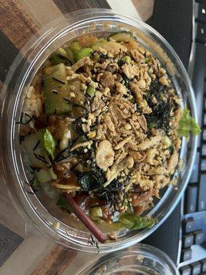 Make my own poke bowl to go, it was good!