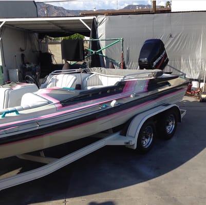 Our boat, looking newer than it should, thanks to Courtland's Auto Detail!