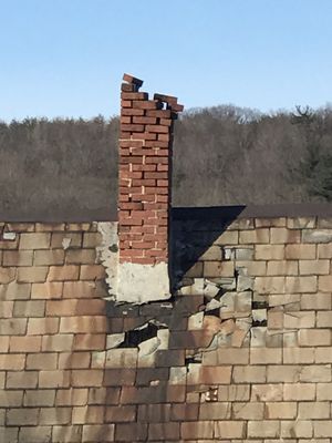 Chimney and slate roof problems. Look out below!