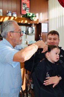 Pictured is Randy, my son Brandon and my grandson Easton.  This is Easton's first haircut.  3 generations now.