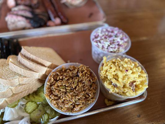 Jamalaya, Mac n Cheese, Tangy Coleslaw